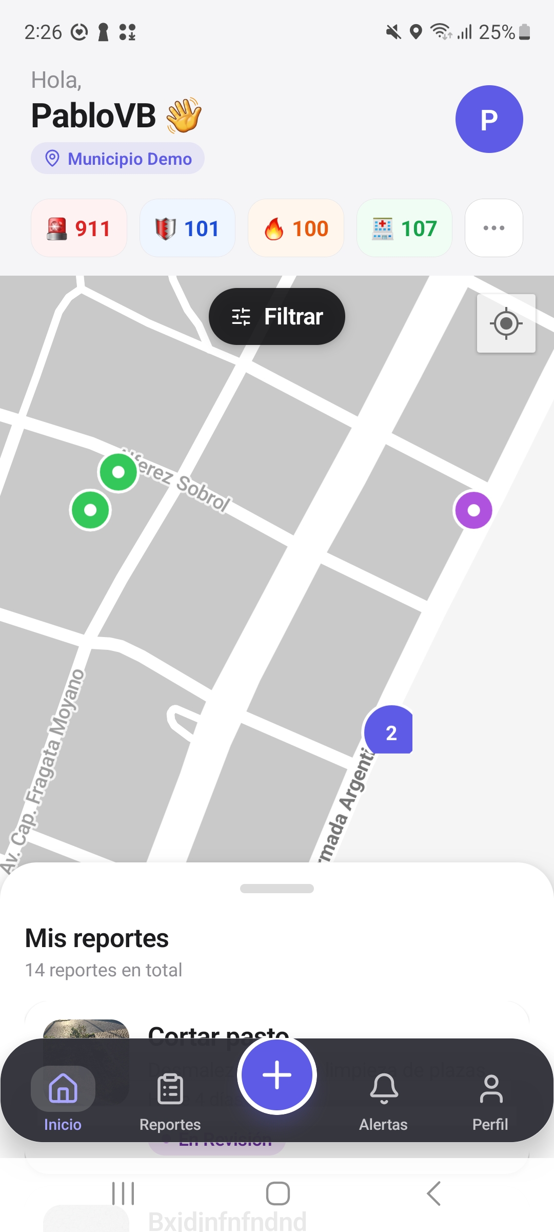 Captura de la app móvil PURC para ciudadanos